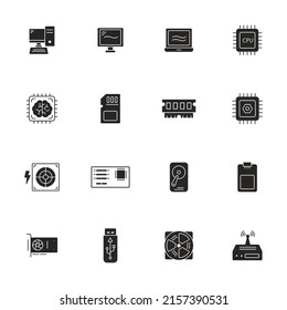 computer components icons set . computer components pack symbol vector elements for infographic web