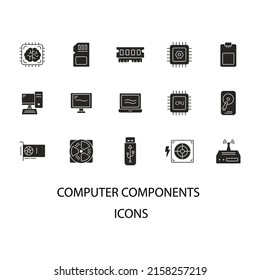 computer components icons set . computer components pack symbol vector elements for infographic web