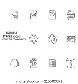 computer components icons set . computer components pack symbol vector elements for infographic web
