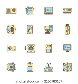 computer components icons set . computer components pack symbol vector elements for infographic web