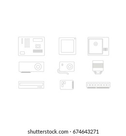 computer components. line art vector illustration.