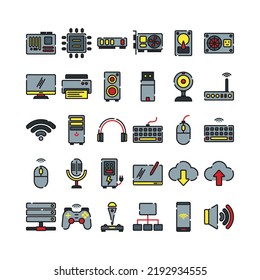 Computer Components Vector Icon in Color Style