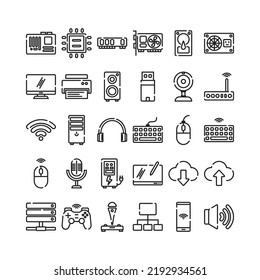 Computer Components Vector Icon in Line Style