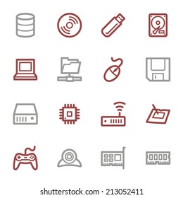Computer components web icons set