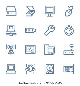 Computer components web icons set