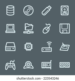 Computer components web icons set