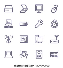 Computer components web icons set