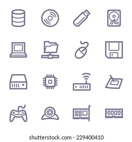 Computer components web icons set