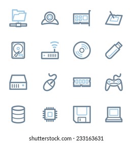 Computer components web icons set