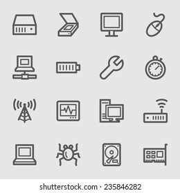 Computer components web icons set