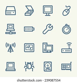 Computer components web icons set