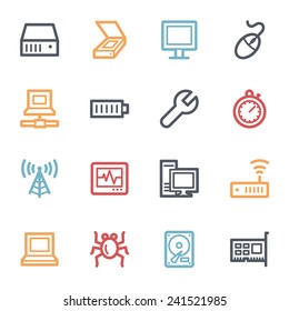 Computer components web icons set