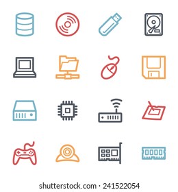 Computer components web icons set