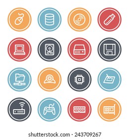 Computer components web icons set