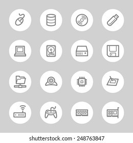 Computer components web icons set