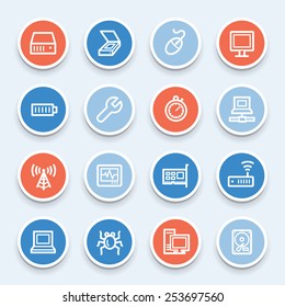 Computer components web icons set