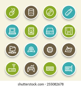 Computer components web icons set