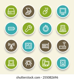 Computer components web icons set