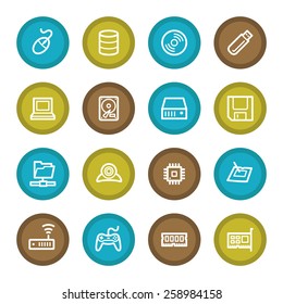 Computer components web icons set