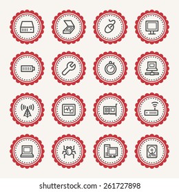 Computer components web icons set