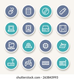 Computer components web icons set