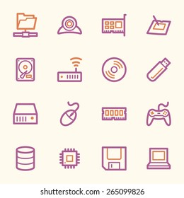 Computer components web icons set