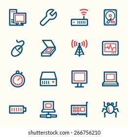 Computer components web icons set