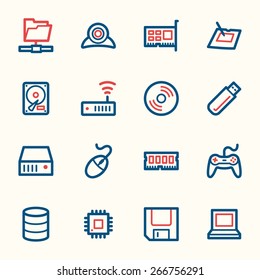 Computer components web icons set