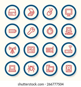 Computer components web icons set