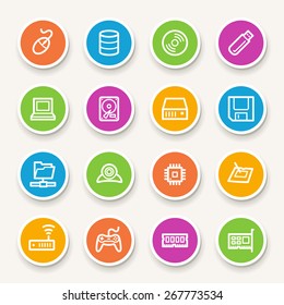 Computer components web icons set