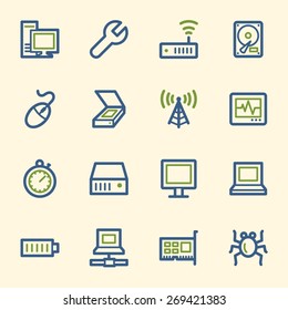 Computer components web icons set