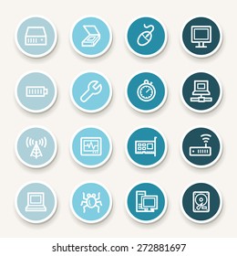 Computer components web icons set