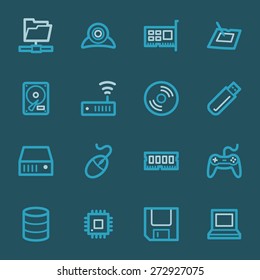 Computer components web icons set