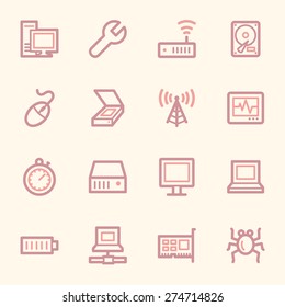 Computer components web icons set