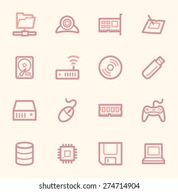 Computer components web icons set