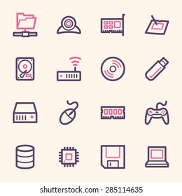 Computer components web icons set