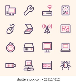 Computer components web icons set