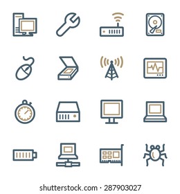 Computer components web icons set