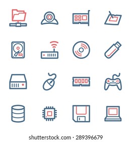 Computer components web icons set