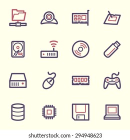 Computer components web icons set