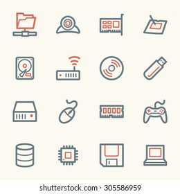 Computer components web icons set