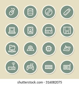 Computer components web icons set