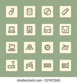 Computer components web icons set