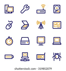 Computer components web icons set