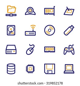 Computer components web icons set
