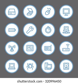 Computer components web icons set