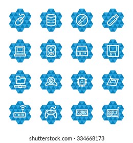 Computer components web icons set