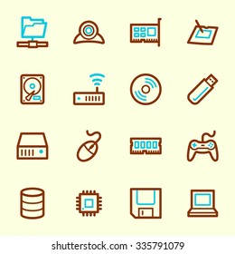 Computer components web icons set