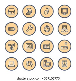 Computer components web icons set