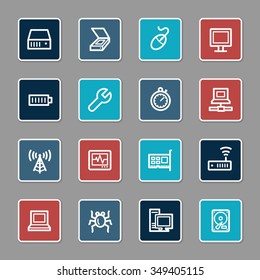 Computer components web icons set